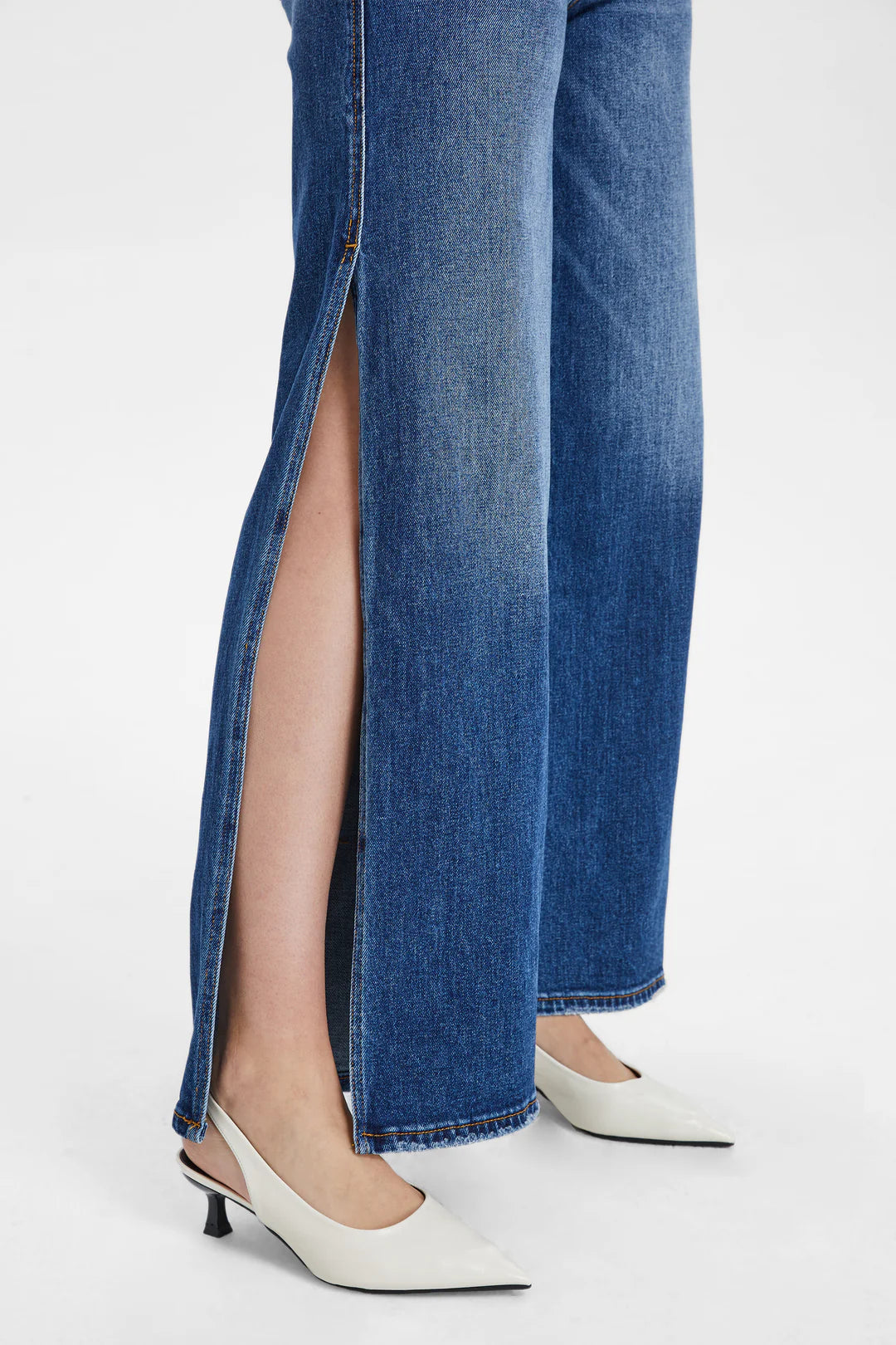 Bayeas High Rise Wide Leg Denim Jeans with Slit in Lovely
