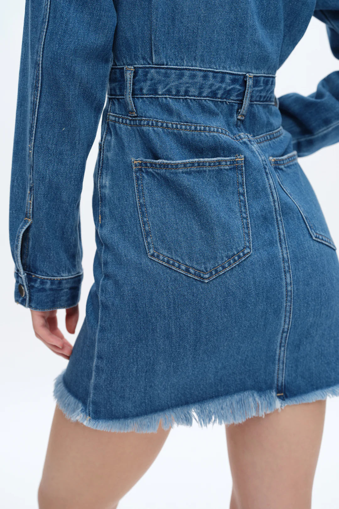 Bayeas The Resa Denim Shirt Dress in Medium Blue