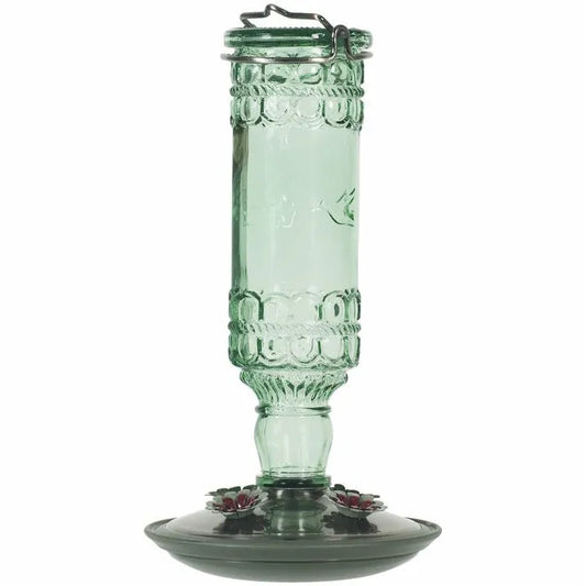 Perky-Pet Green Antique Glass Bottle Hummingbird Feeder