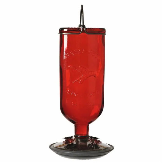 Perky-Pet® Red Antique Glass Bottle Hummingbird Feeder