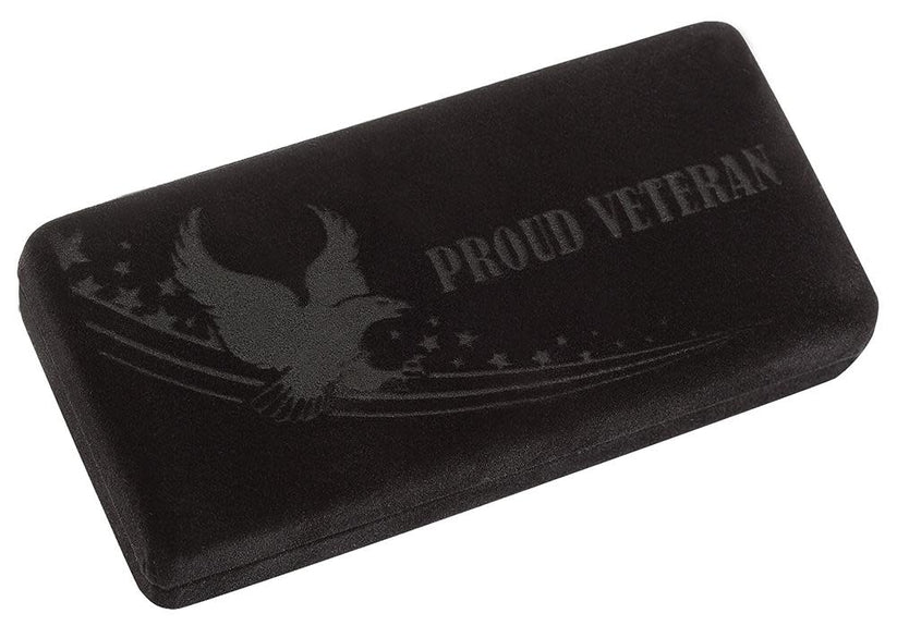 Case U.S. Veteran Gift Set Embellished Smooth Natural Bone with Blue and Red Color Wash Trapper