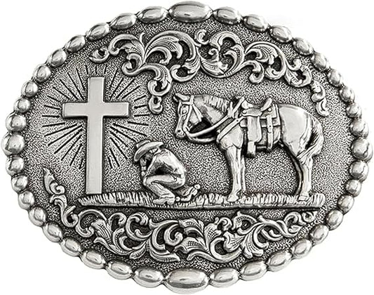 Nocona Cowboy Prayer Oval Buckle