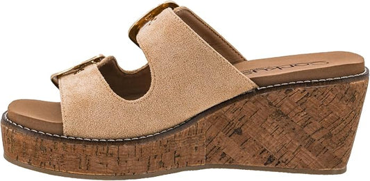 Corkys Double Dare Wedge in Sand Faux Suede