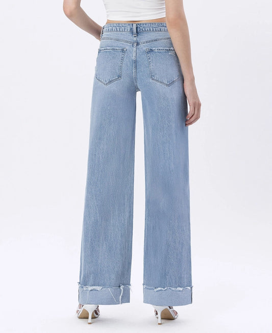 Flying Monkey High Rise Cuffed Baggy Jean in Jubilant