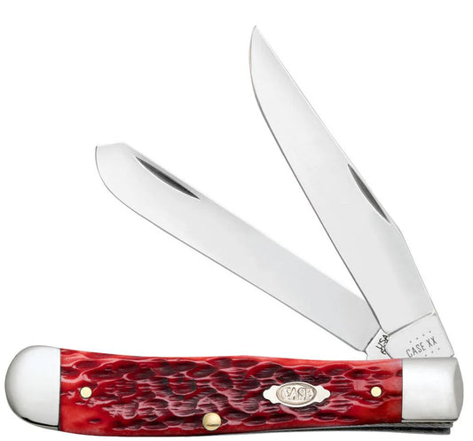 Case Peach Seed Jig Dark Red Bone Carbon Steel Trapper