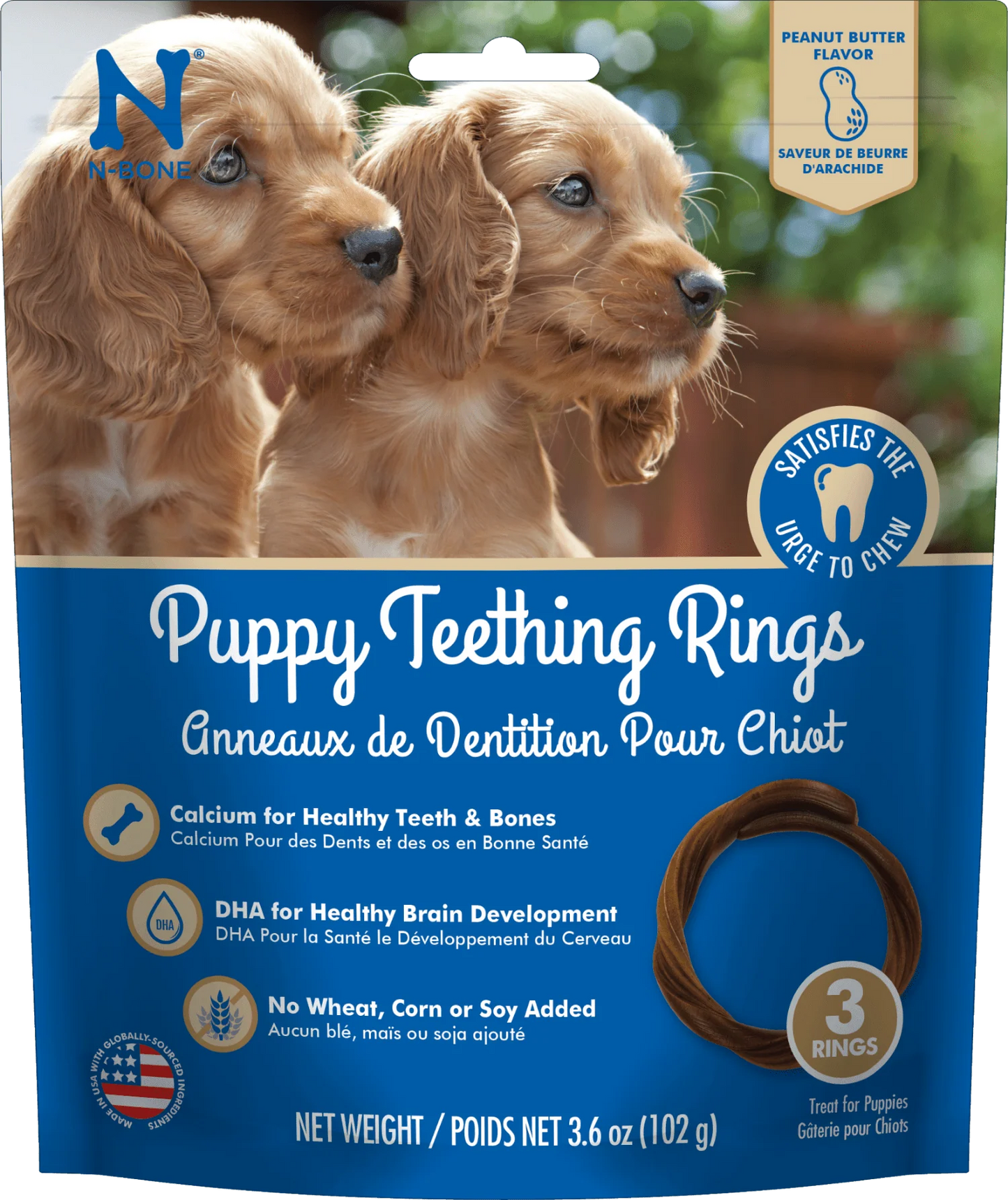 N-Bone Puppy Teething Rings Peanut Butter Flavor