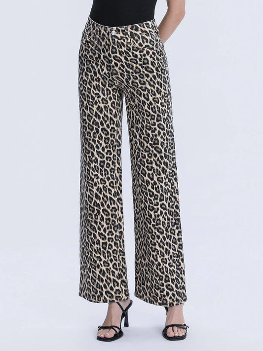 Vervet Super High Rise Wide Leg Jean in Leopard