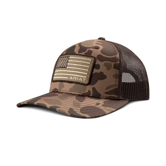 Ariat Youth Brown Camo Flag Snapback Cap