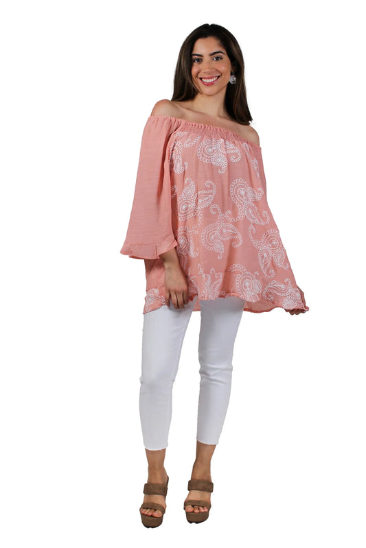 Blush Embroidered Peasant Top