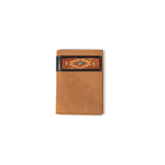 Ariat Aged Southwestern Bark Trifold Style Wallet