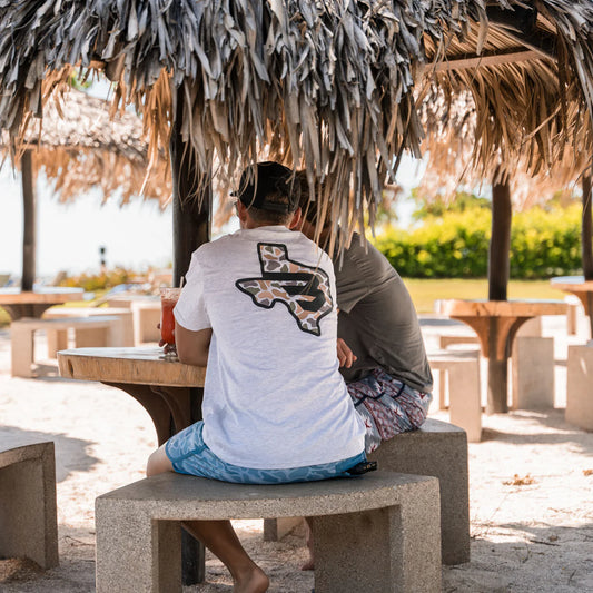 Burlebo Texas Camo Flying B Logo Tee in Heather Ash Grey