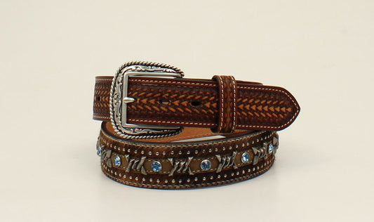 Ariat Calf Hair Barbwire with Turquoise Accent Belt