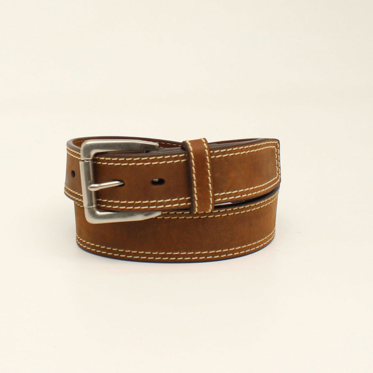 Ariat Men's 1-1/2" Double Stitch Brown Belt