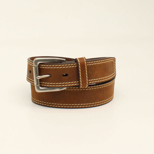 Ariat Men's 1-1/2" Double Stitch Brown Belt
