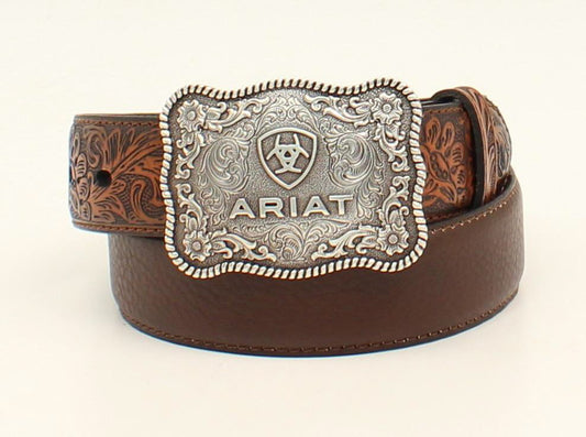 Ariat Boy's Floral 1-1/4" Brown Belt