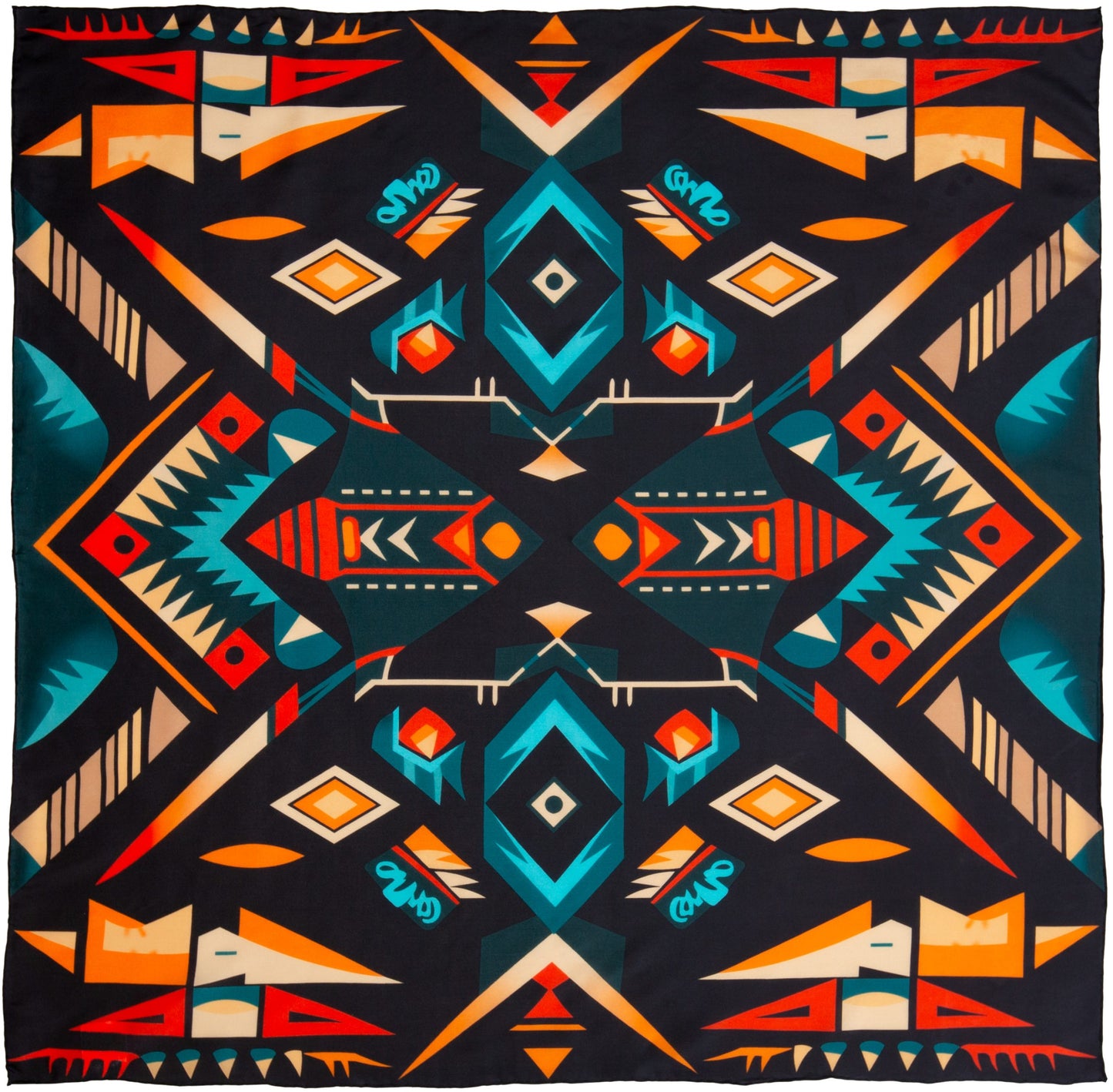 Wyoming Traders Black Orange Aztec #7 Silk Scarf