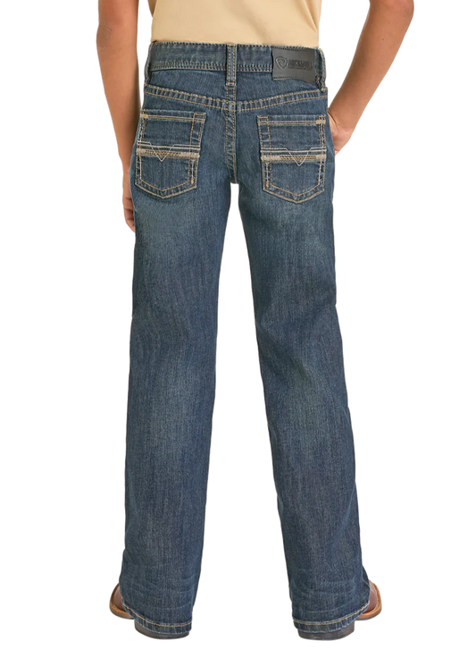Rock & Roll Boys' Regular Fit Step Pocket Stitch Bootcut Jeans