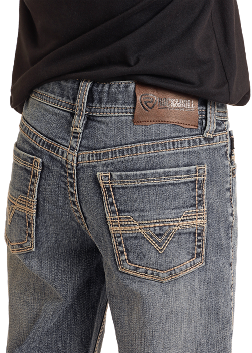 Rock & Roll Flat Seam Embroidered Revolver Jean in Medium Vintage