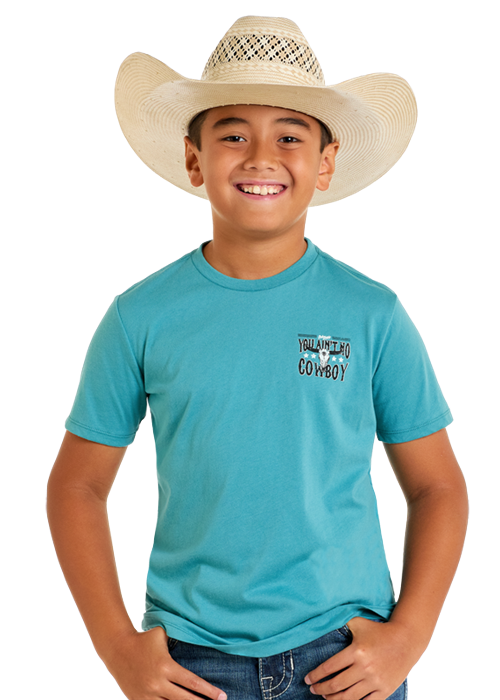 Rock & Roll Denim Boy's Dale Skull Graphic T-Shirt in Teal