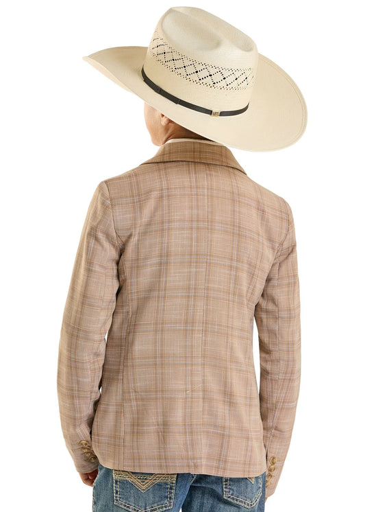 Rock & Roll Denim Boys' Tan Plaid Sport Coat