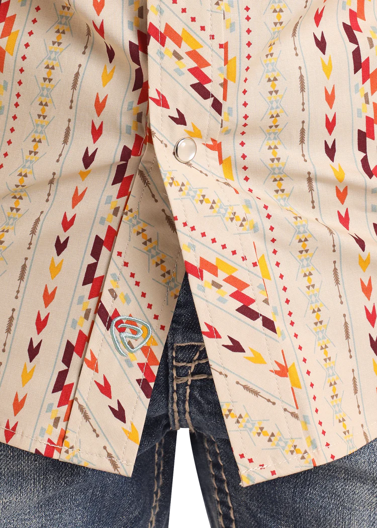 Rock & Roll Boys' Vertical Aztec Short Sleeve Snap Shirt