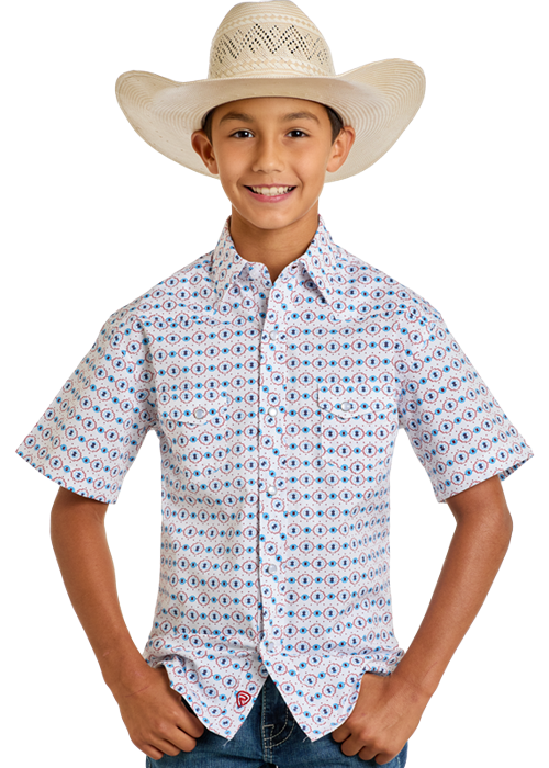 Rock & Roll Denim Boy's Aztec Print Snap Shirt