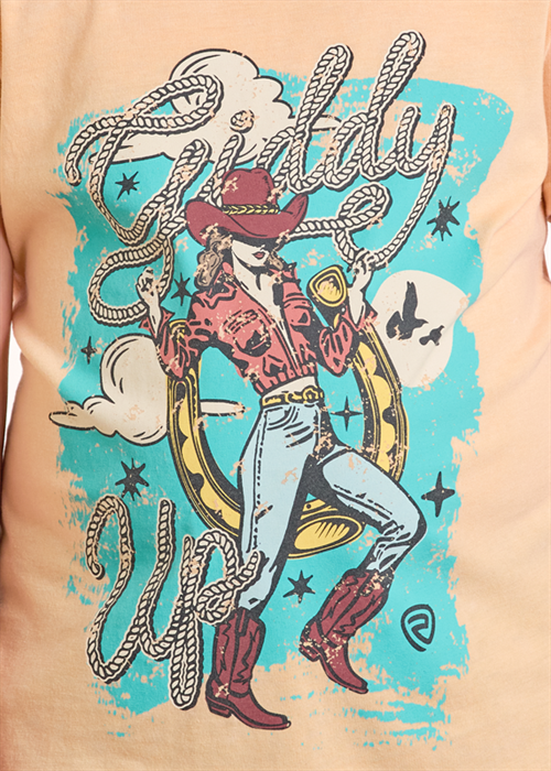 Rock & Roll Denim Girl's Peach Graphic T-Shirt