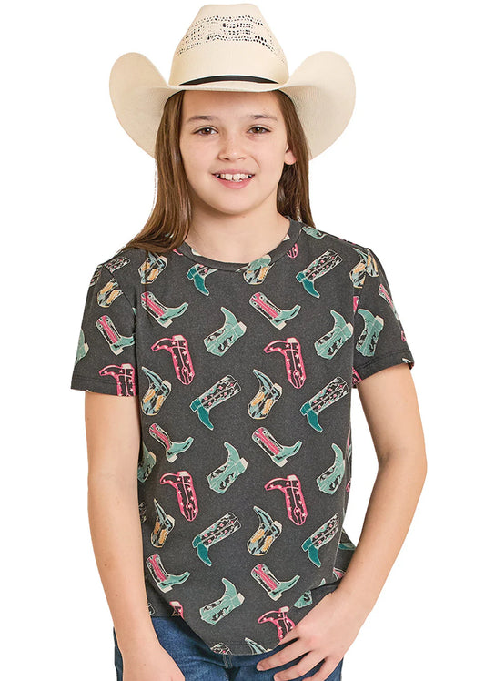 Rock & Roll Denim Girls' Boot Print Tee
