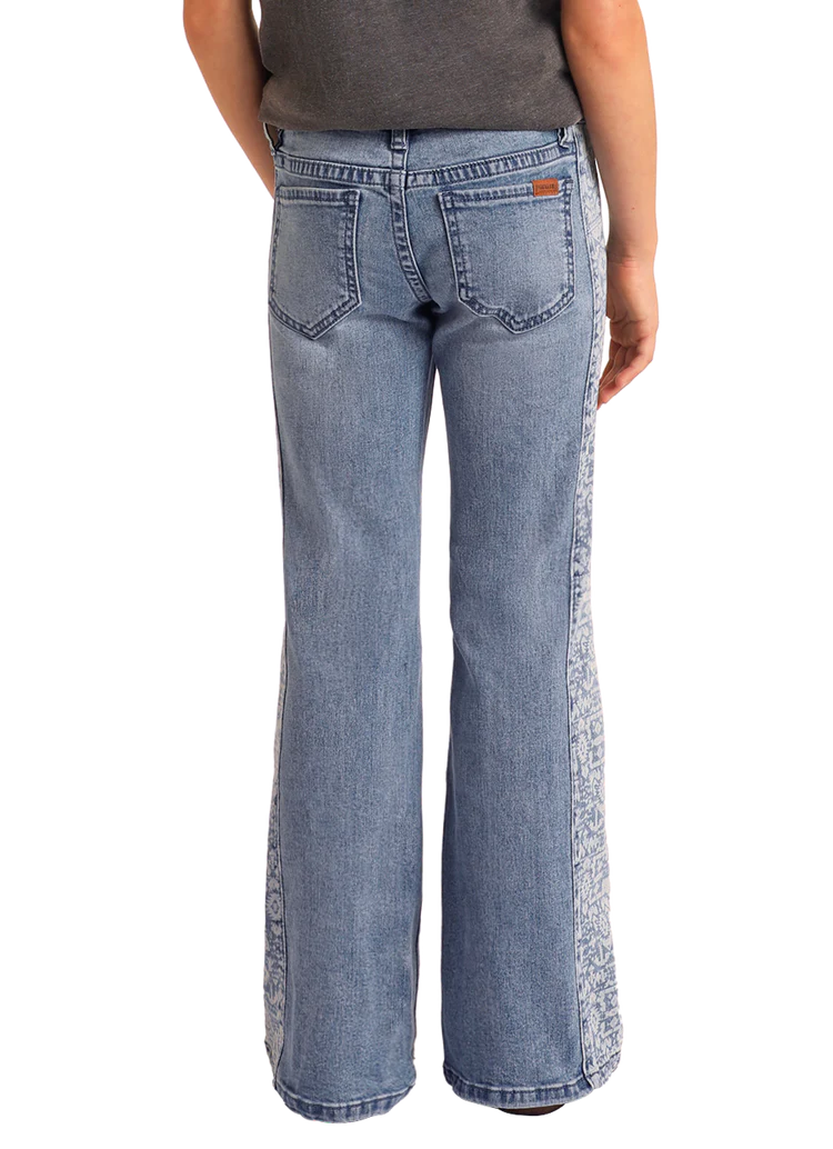 Rock & Roll Girls' Aztec Panel Button Flare Jeans