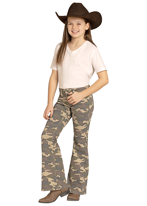 Rock & Roll Girls' Camo Print Flare Jeans