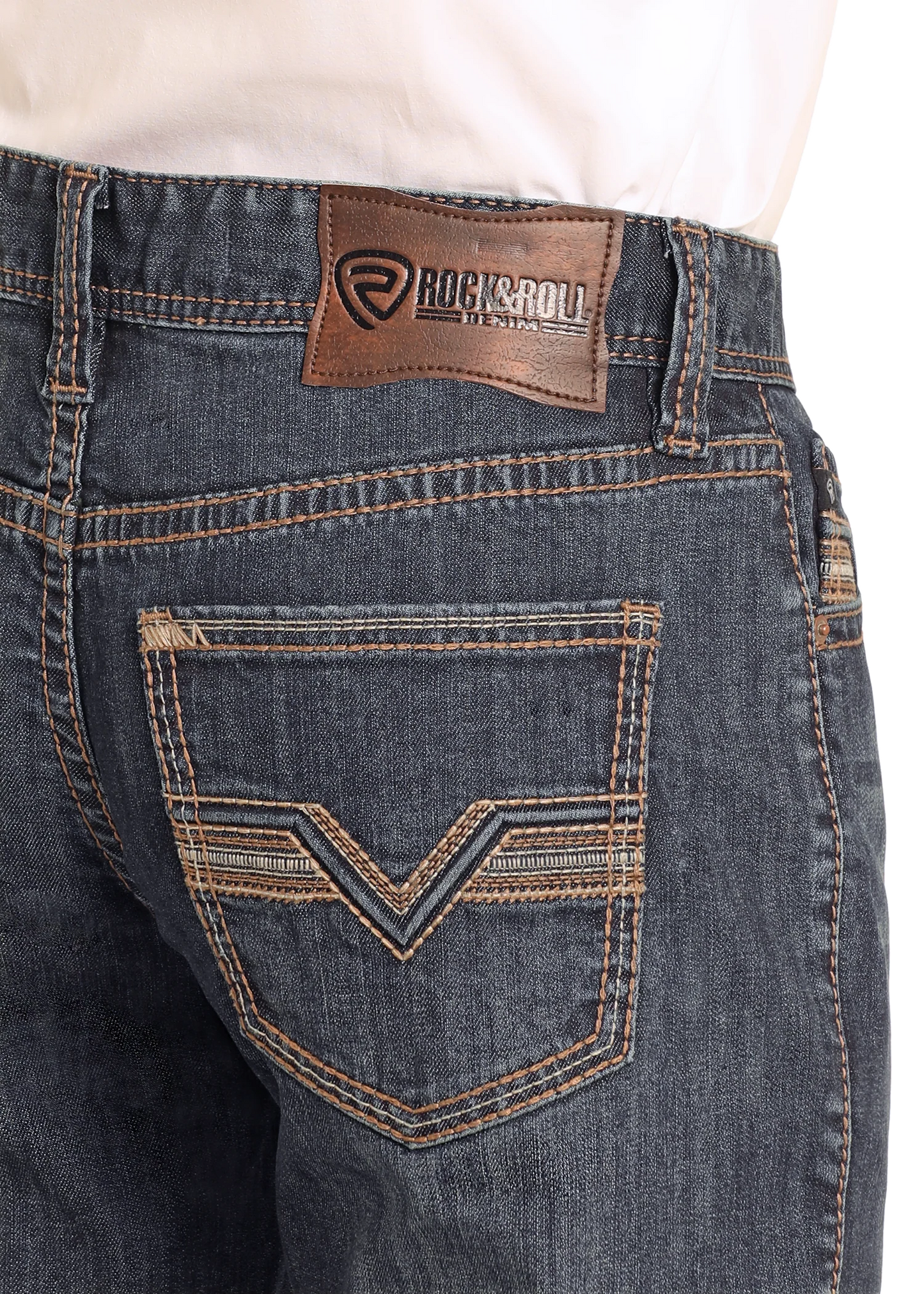 Rock & Roll Denim Relaxed Fit Two-Tone Stitch Straight Leg Jeans