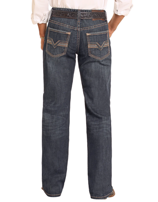 Rock & Roll Denim Relaxed Fit Two-Tone Stitch Straight Leg Jeans
