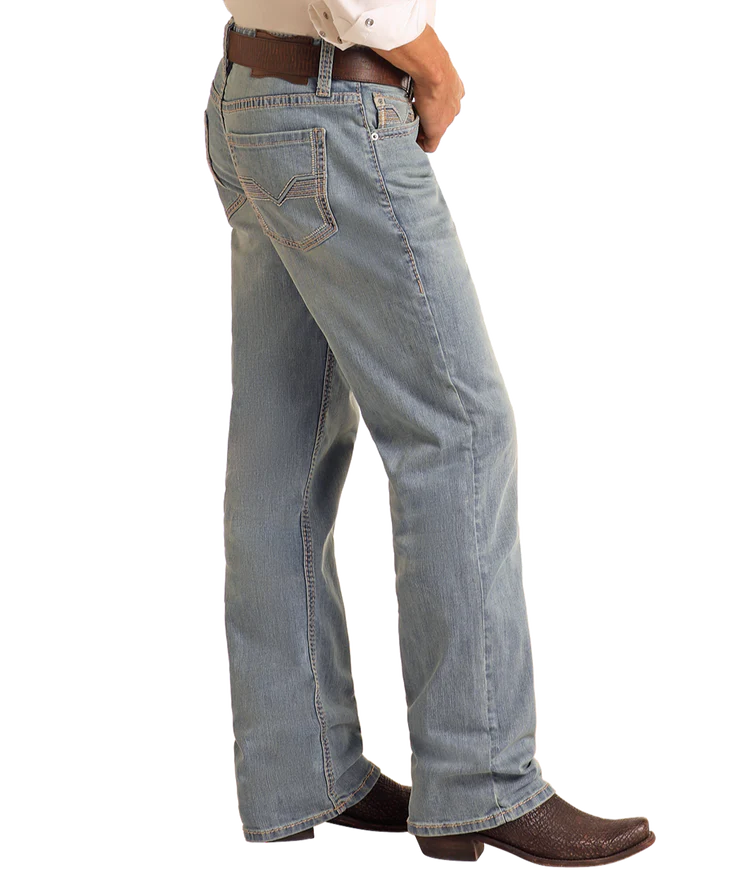 Rock & Roll Relaxed Fit Raised Embroidery Straight Leg Jeans