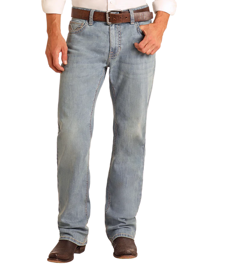 Rock & Roll Relaxed Fit Raised Embroidery Straight Leg Jeans
