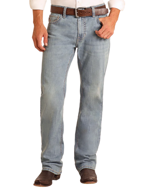 Rock & Roll Relaxed Fit Raised Embroidery Straight Leg Jeans