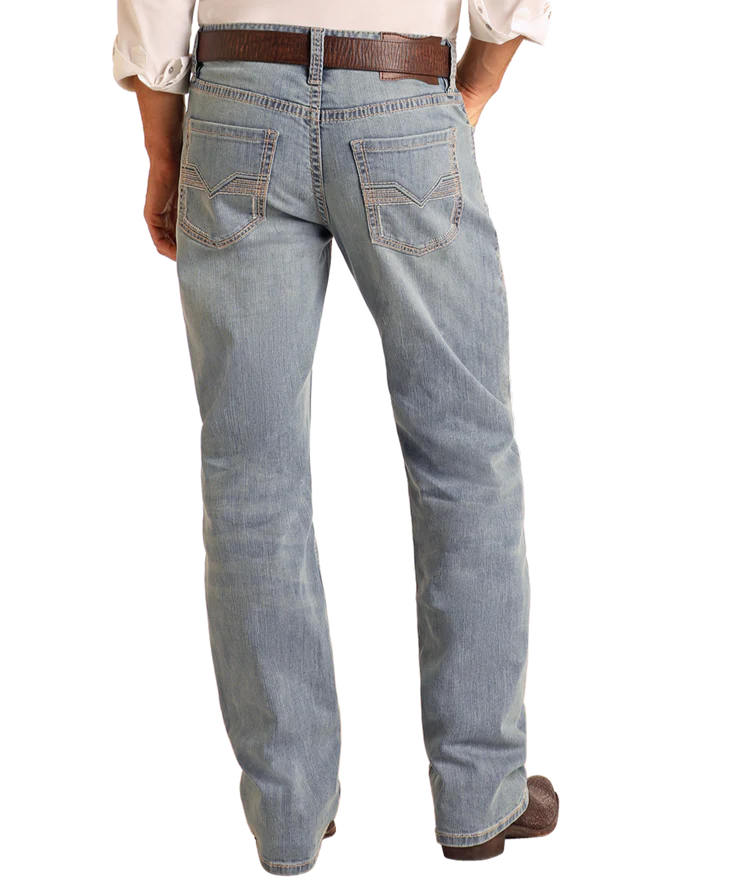 Rock & Roll Relaxed Fit Raised Embroidery Straight Leg Jeans