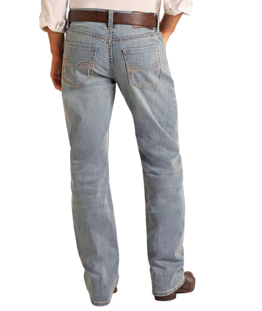 Rock & Roll Relaxed Fit Raised Embroidery Straight Leg Jeans