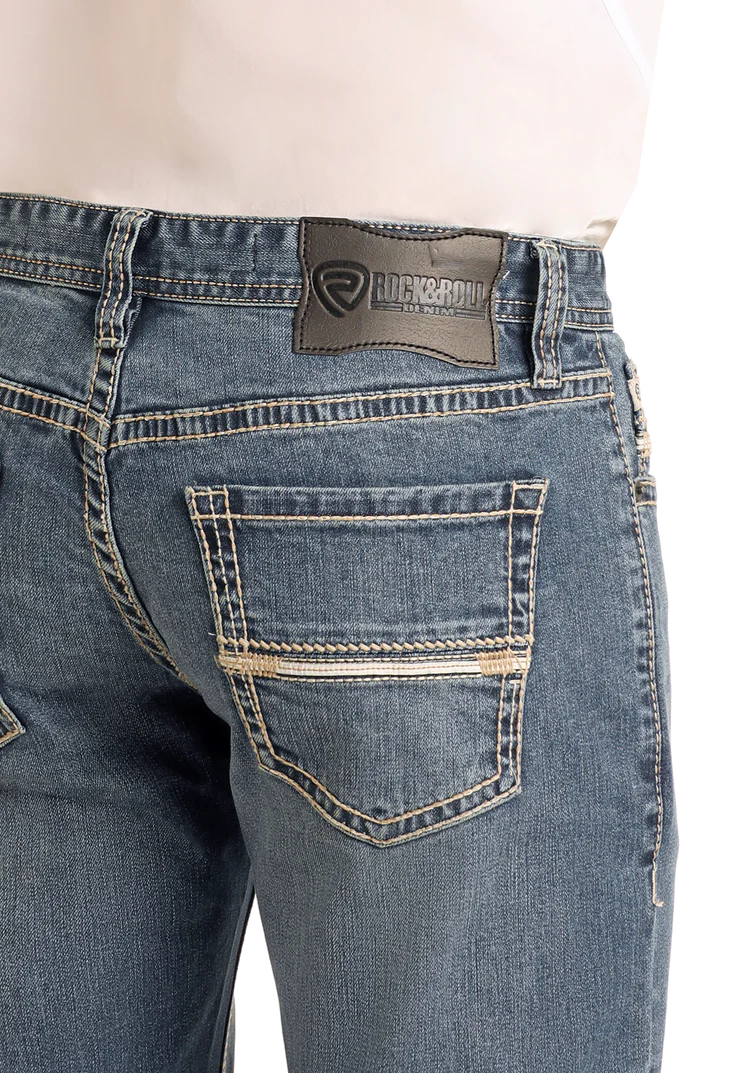 Rock & Roll Slim Fit Simple Embroidered Pocket Straight Leg Jeans