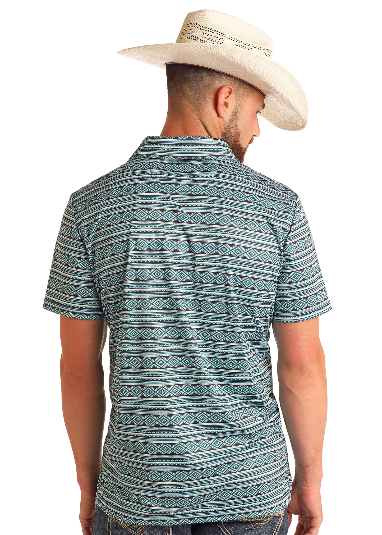 Rock & Roll Denim Men's Multi Striped Aztec Polo Shirt