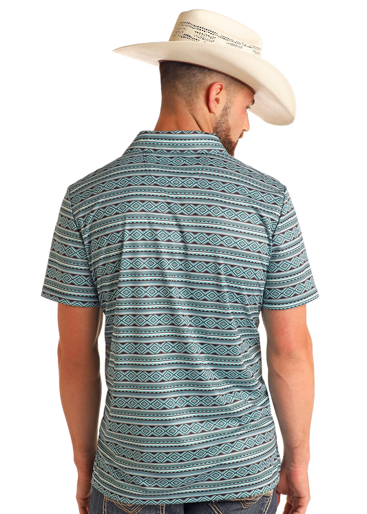 Rock & Roll Denim Men's Multi Striped Aztec Polo Shirt