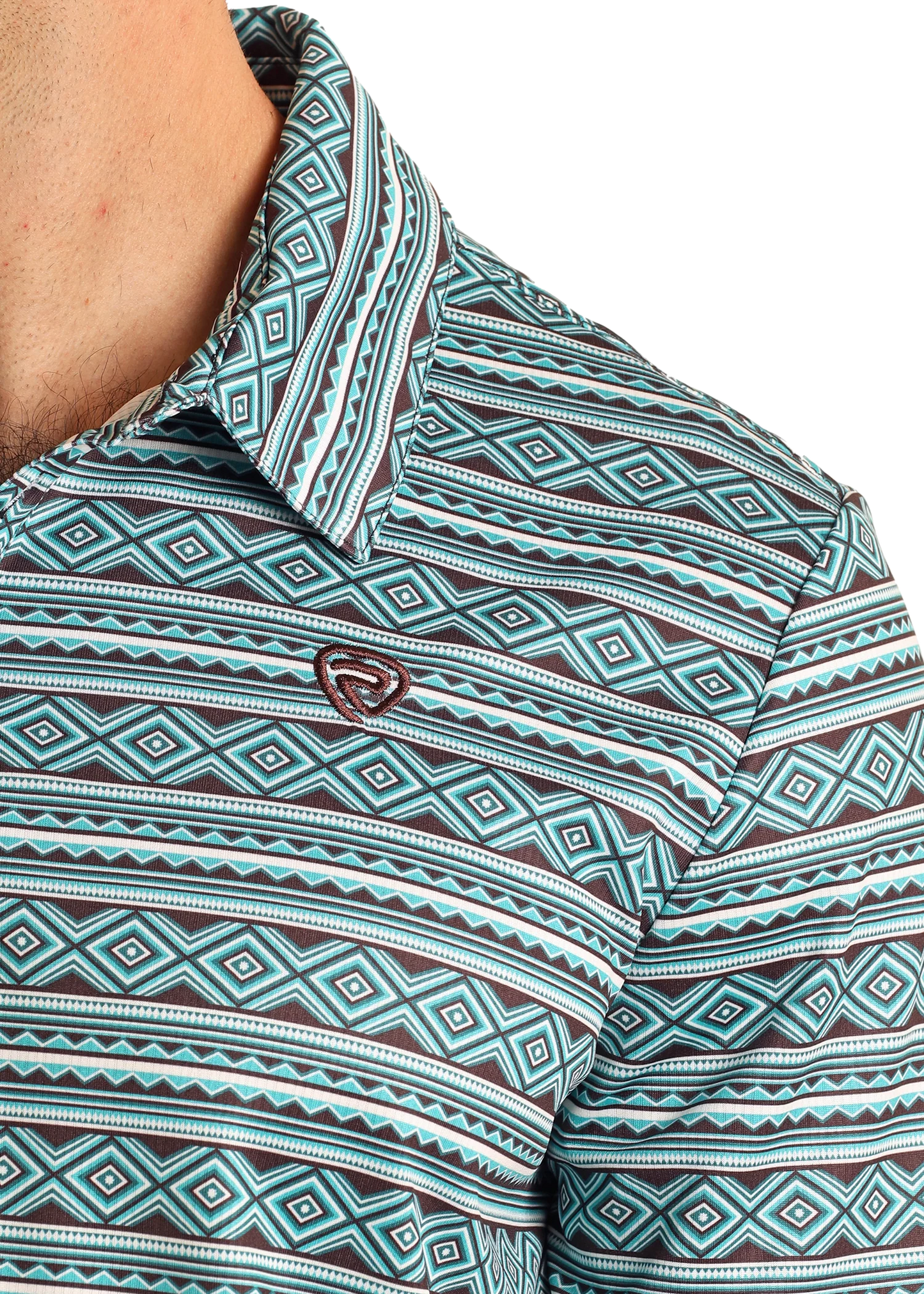 Rock & Roll Denim Men's Multi Striped Aztec Polo Shirt