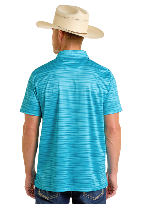Rock & Roll Denim Turquoise Striated Polo