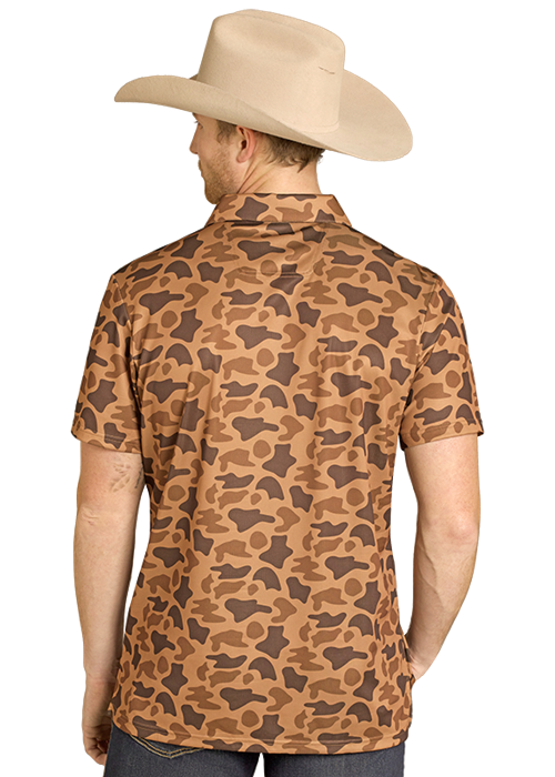 Rock and Roll Camo Print Short Sleeve Stretch Polo Shirt