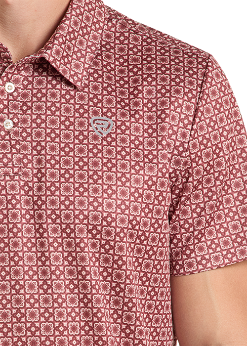Rock & Roll Maroon Medallion Print Polo