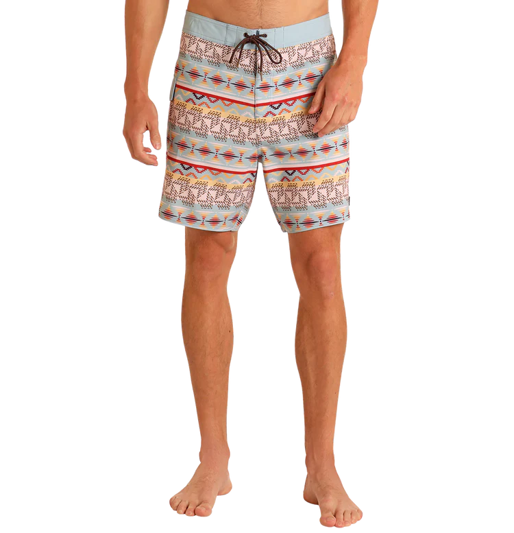 Rock & Roll Striped Aztec Board Shorts