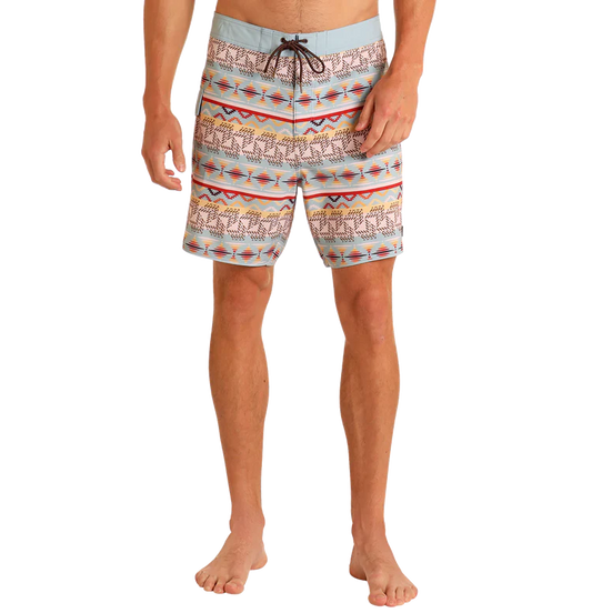 Rock & Roll Striped Aztec Board Shorts