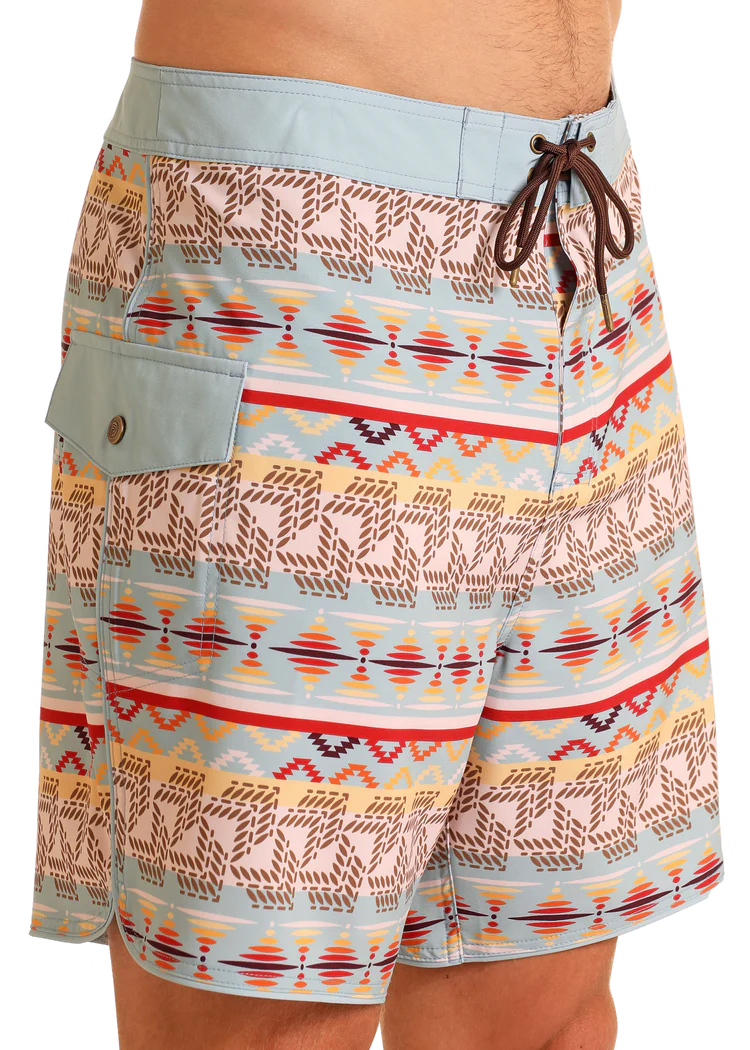 Rock & Roll Striped Aztec Board Shorts