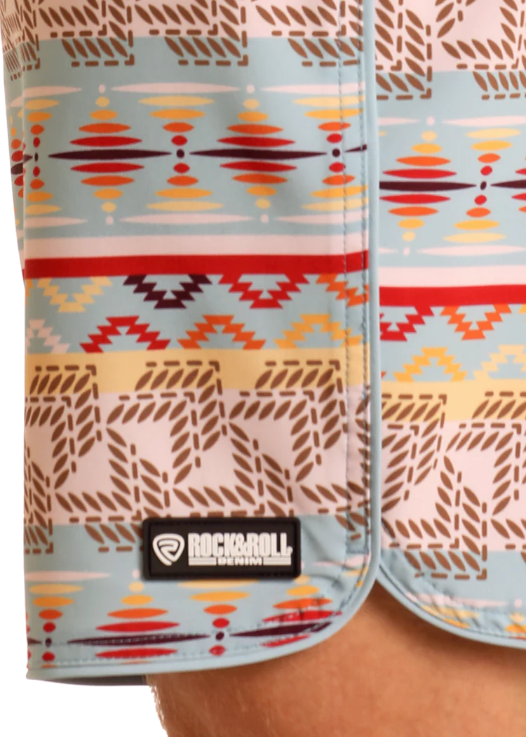 Rock & Roll Striped Aztec Board Shorts