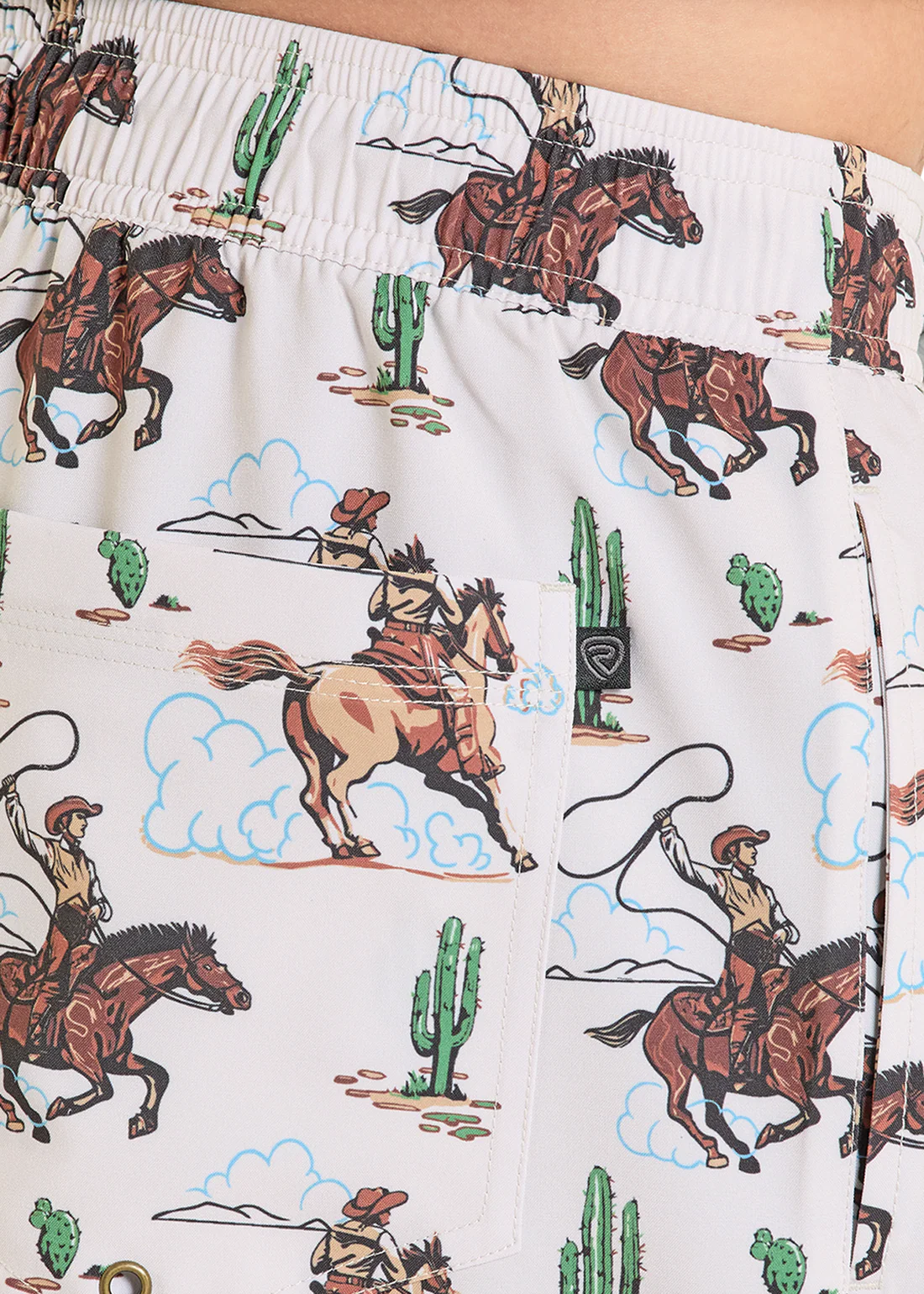 Rock & Roll Denim Light Desert Cowboy Print Volley Swim Shorts