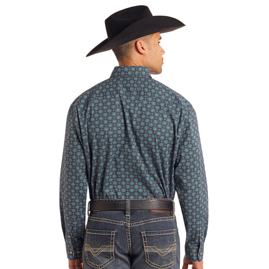 Rock & Roll Denim Men's Medallion Print Button-Down Shirt